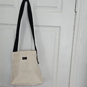 MERIT Canvas Shoulder Bag - Black and Cream
